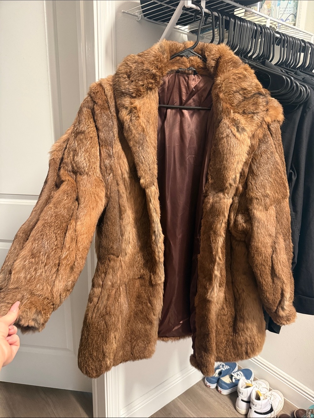 Luxury Brown Rabbit Fur Coat - Women's Plush Outerwear